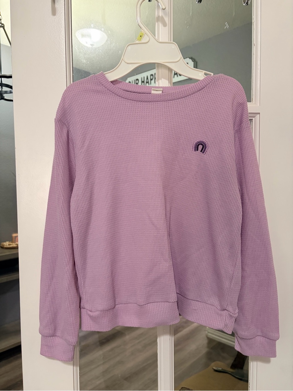 SHEIN Lilac Long Sleeve Waffle Knit Top